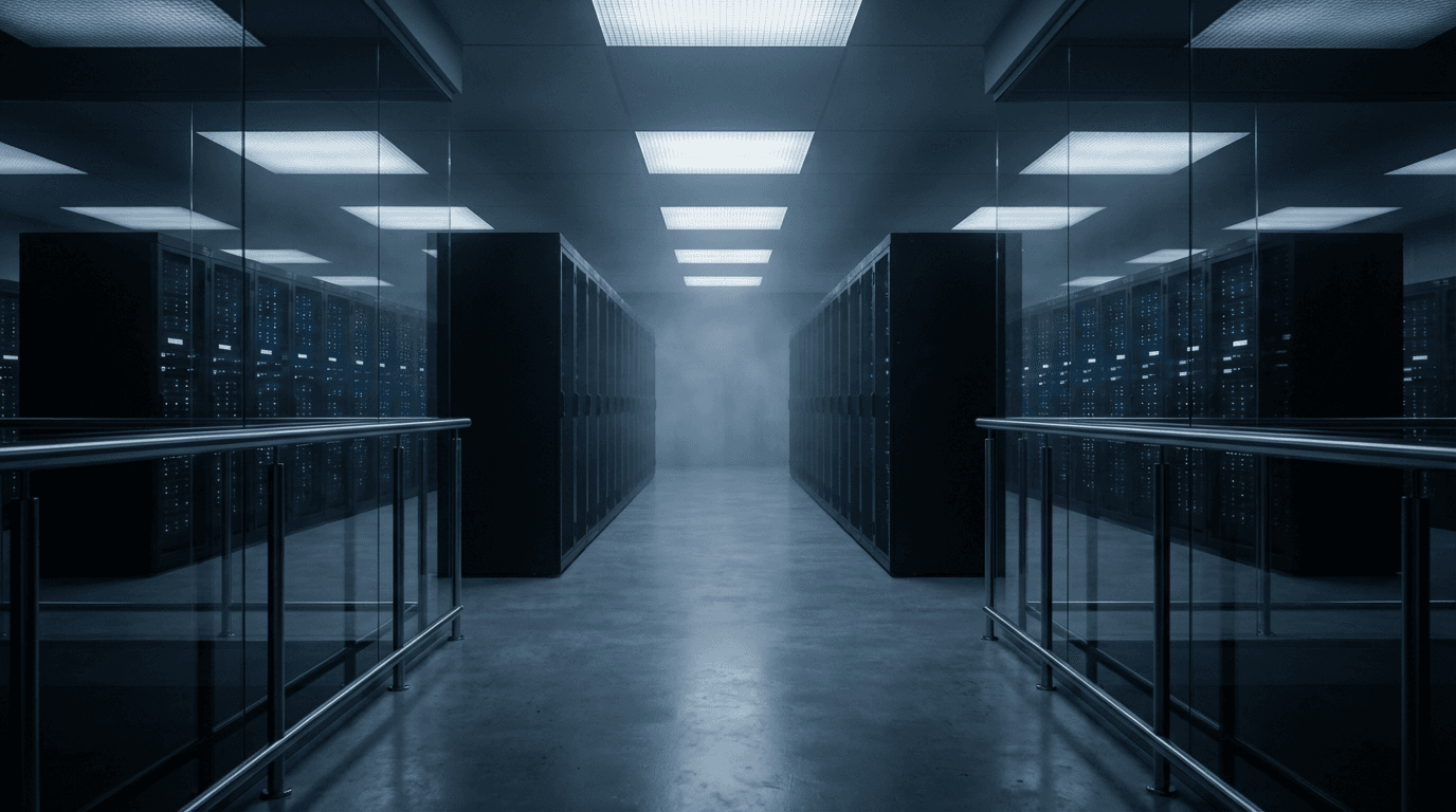 IT consultant examining server infrastructure in a data center